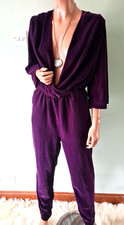 La Redoute UK:10 Purple Velvet All In One Jumpsuit Plunge V-Neck Studio 54