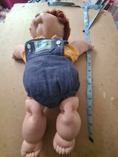 Cabbage Patch Kids Doll Vintage 80s Dungarees Short Curly Hair Brown Eyes 1982