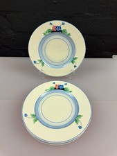 6 x Burleigh Ware Blue Floral Art Deco Tea / Side Plates 6" Wide Set