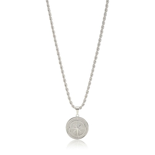 Silver compass pendant - compass,