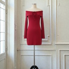 Off Shoulder Min Jumper Dress by Pretty Little Thing Russet Red Size 12 VGC