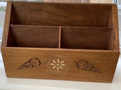 Wooden carved desk - desk, tidy