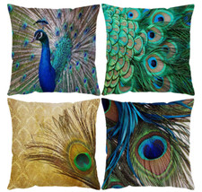 18" Peacock Cushion Covers Pillow Case Cover Sofa Waist Throw Home Decor UK NEW