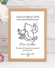 Personalised Teacher Print, Thank you appreciation gift, Winnie Pooh 4