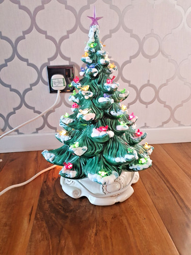 Vintage ceramic lighted snow - vintage,