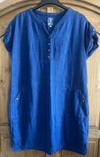 MANTARAY  AT  DEBENHAMS  BLUE COTTON DENIM LOOK SHIFT DRESS SIZE 18