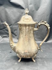 ANTIQUE EPNS SILVER PLATED TEAPOT COFFEE POT ENGRAVED ORNATE FOOTED