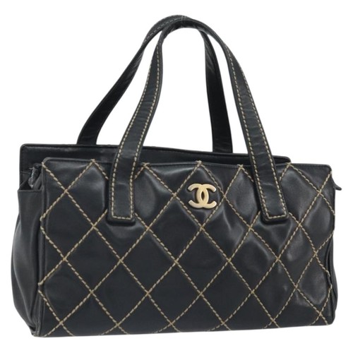 Chanel hand bag leather black - chanel,