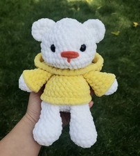 Crochet Hoodie Duck Bear Plush Handmade Plushie Teddy Bear Stuffed Toy