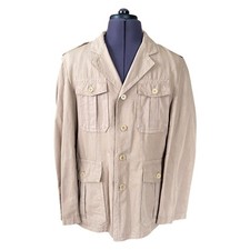 Carven Safari Jacket Beige Cotton Linen Blend Lightweight Men's EU52 UK42 VGC