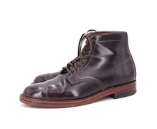 $906 | ALDEN 9.5 D COLOR 8 SHELL CORDOVAN PLAIN TOE BOOT BURGUNDY BARRIE LAST