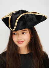 Kids Size Highwayman Black Tricorn Hat Dick Turpin Highway Rat Town Crier