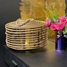 Hanging Large Rattan Lantern Candle Holder With Rope