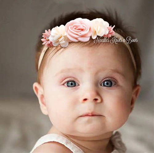 Baby girls pink ivory flower - pink,