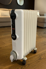 Oil Filled Radiator 1.5 kW Portable Home Electric Heater Thermostat Timer White