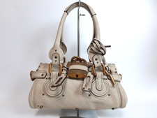 Chloe Mini Paddington Handbag White Ivory Leather with Gold Padlock Key