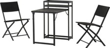 GARDEN FOLDAWAY TABLE & 2 CHAIRS SET BLACK