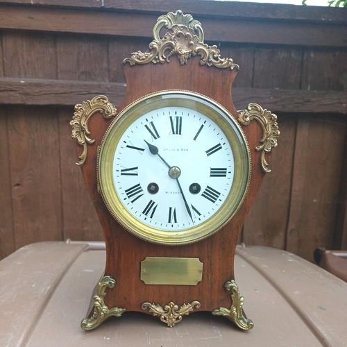 Rosewood boulle clock - , clock.