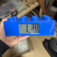 Lego Brick Alarm Clock 2010 - Blue - Tested & Working -