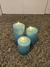 Set of 3 Teal Flameless LED