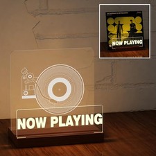 Ammonite Light up Now Playing Vinyl Record Stand, Record Stand, Wooden Acrylic