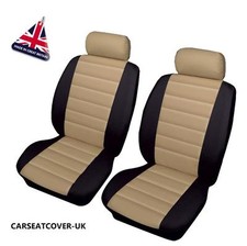 SAAB 900 - Front PAIR of Beige/Black LEATHER LOOK Car Seat Covers