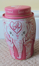 Williamson Elephant Tea Caddy Metal Storage Tin Love Makes the World Go Round vg