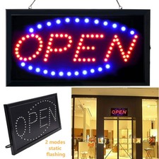 Flashing LED Open Sign Neon Light Shop Bar Pub Window Welcome Display Hanging .