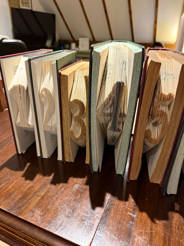 Hand folded antique book - book, table