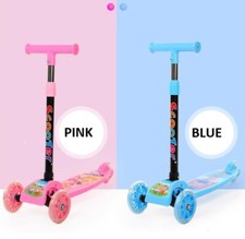 Kids Scooter Child Kick Flashing LED Light Up 3 Wheel Push Adjustable Folding