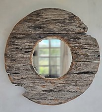 OAK Mirror, Round  OAK Mirror, Round Wooden Mirror, Drift Wood old weathered oak