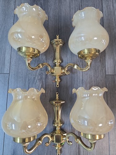 Pair vintage brass arm - vintage, 2-arm