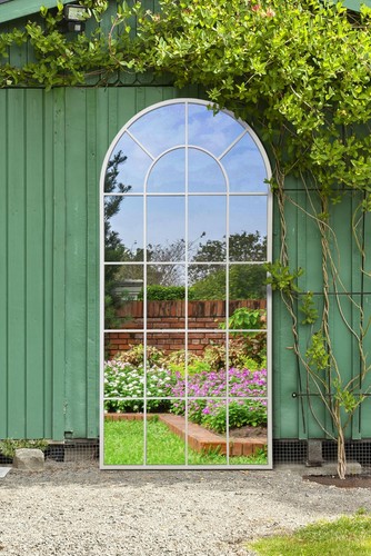 White framed arched window - framed,