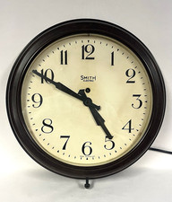 Large Vintage 1930s Industrial Brown Bakelite Electric Wall Clock Smiths Working