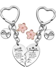 Birthday Gifts for Mum Mother Daughter Keyring Keychain Set, Mum Christmas Gifts