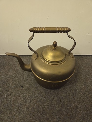 Antique brass kettle with - antique,