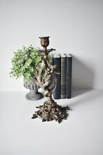 Antique Large Ornate Brass Candlestick X 1 Candle Holder Gold Heavy 19th Century