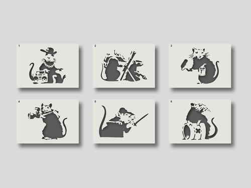 Banksy rat stencils for - rat, wall