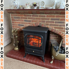 Vintage Freestanding Electric Fireplace Stove Heater Log Burning Flame Effect