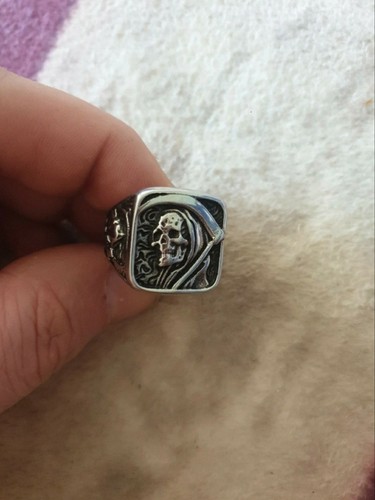 Silver grim reaper skull - reaper, ring