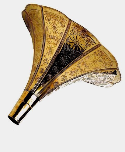 Gramophone brass embossed horn - brass,