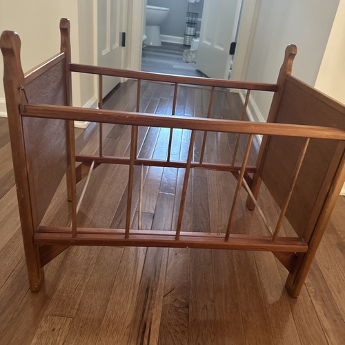 Vintage wooden drop side baby - ,