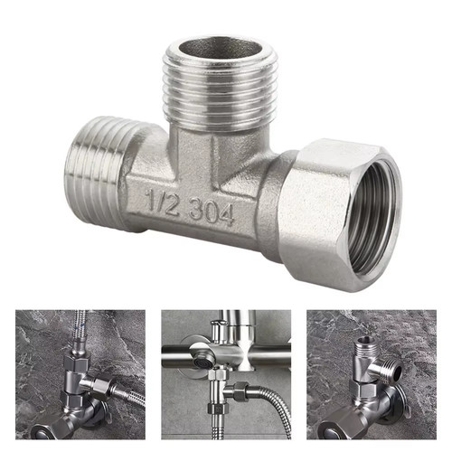 Stainless steel t adapter - steel, g1/2