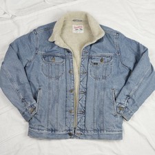 Lee Storm Riders Sherpa Jacket - Medium - Stonewash Denim Retro Trucker Jacket