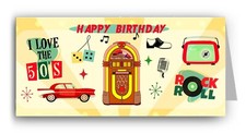 Rock & Roll Birthday Card - Jukebox 1950's Retro