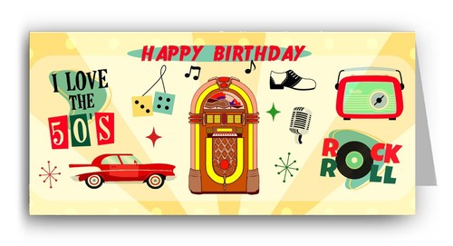 Rock roll birthday card - &,
