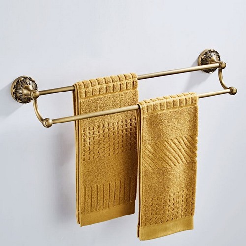 Antique brass double towel bar - double,
