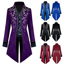 Men Steampunk Coat Retro Gothic Jacket Frock Coat Medieval Victorian Tuxedo MLXL