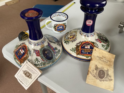 Pussers rum bottles and mug - rum,