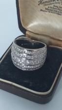 Vintage 1970-s White Topaz Heavy Solid Silver Ring UK N , US 6 3/4
